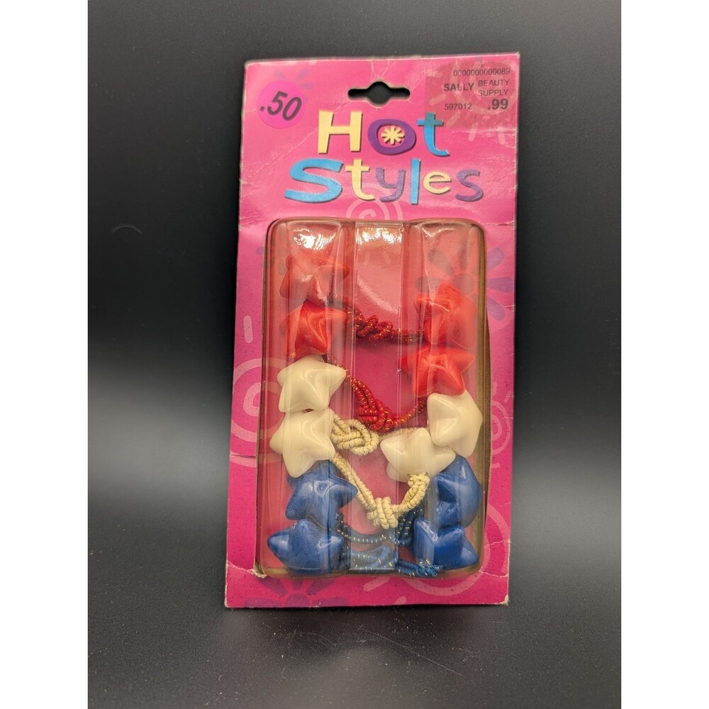 VTG NEW 90s Y2K Hot Styles Red White Blue Star Ponytail Holders Sally Beauty Sup